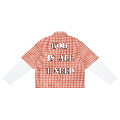 God Is All I Need Vintage Plaid Sleeved Shirt