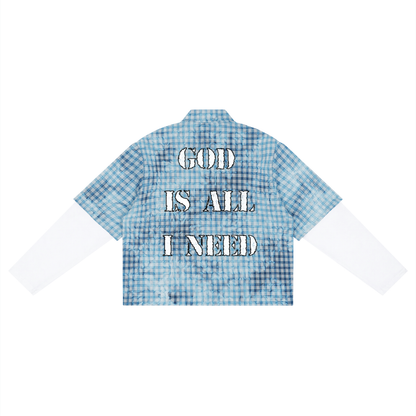 God Is All I Need Vintage Plaid Sleeved Shirt
