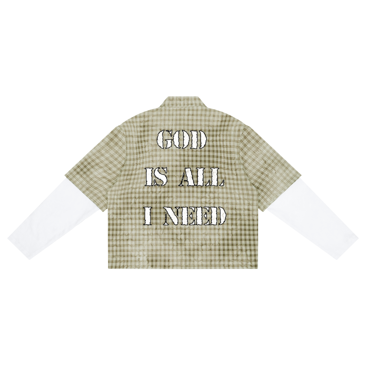 God Is All I Need Vintage Plaid Sleeved Shirt
